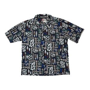 Hilo Hattie Mens Hawaiian Shirt Aloha Button Up Large Floral Made in Hawaii‎